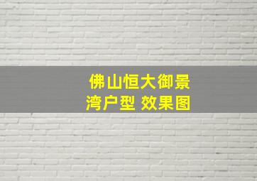 佛山恒大御景湾户型 效果图